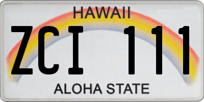 HI license plate ZCI111