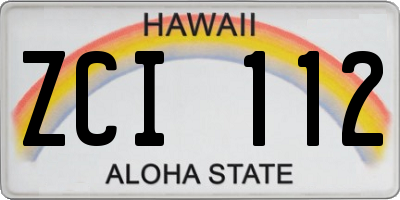 HI license plate ZCI112