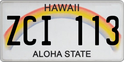 HI license plate ZCI113
