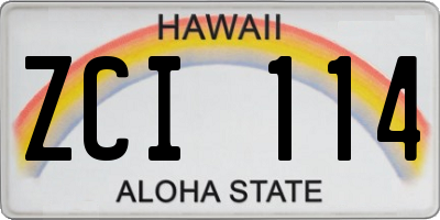 HI license plate ZCI114