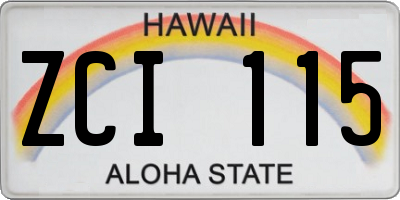 HI license plate ZCI115