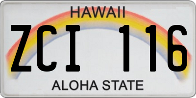 HI license plate ZCI116