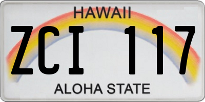 HI license plate ZCI117