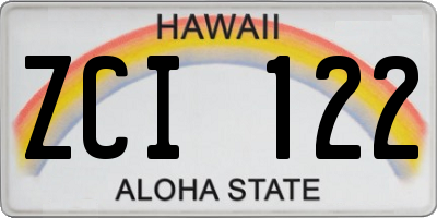 HI license plate ZCI122