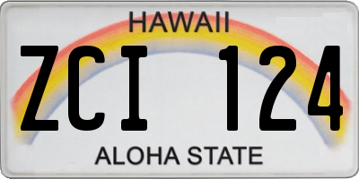 HI license plate ZCI124