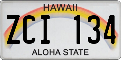 HI license plate ZCI134