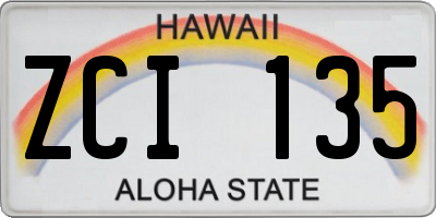 HI license plate ZCI135