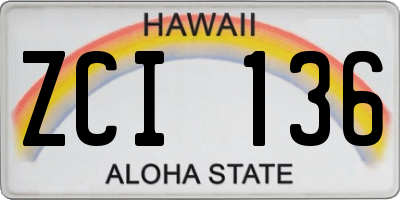 HI license plate ZCI136