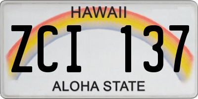 HI license plate ZCI137