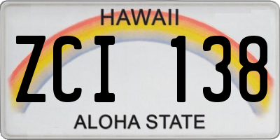 HI license plate ZCI138