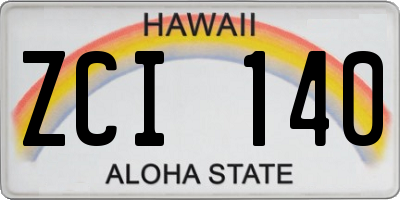 HI license plate ZCI140