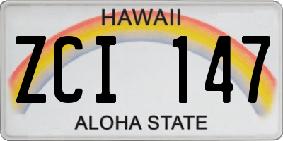 HI license plate ZCI147