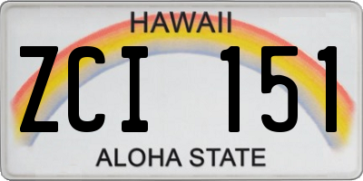 HI license plate ZCI151
