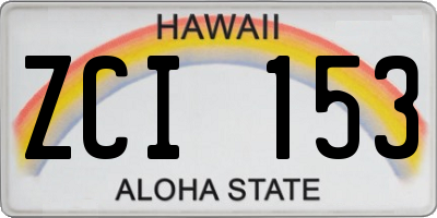 HI license plate ZCI153