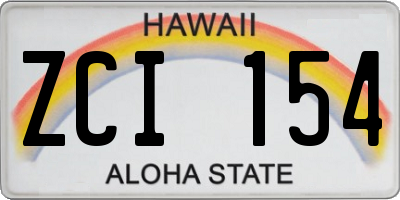 HI license plate ZCI154