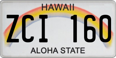 HI license plate ZCI160