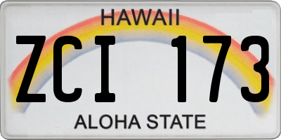 HI license plate ZCI173