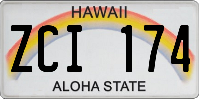 HI license plate ZCI174