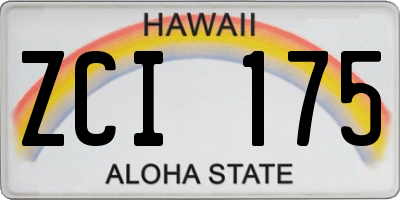 HI license plate ZCI175