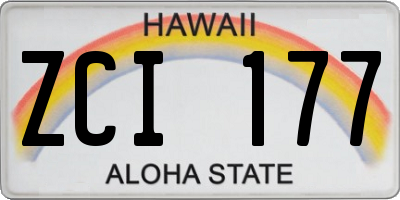 HI license plate ZCI177