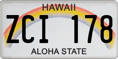 HI license plate ZCI178