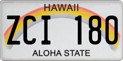 HI license plate ZCI180