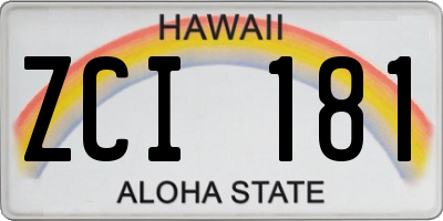 HI license plate ZCI181