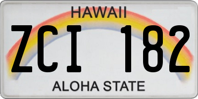 HI license plate ZCI182