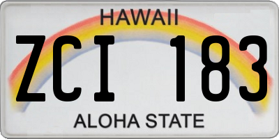 HI license plate ZCI183