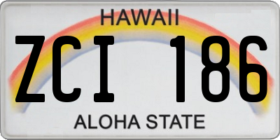 HI license plate ZCI186