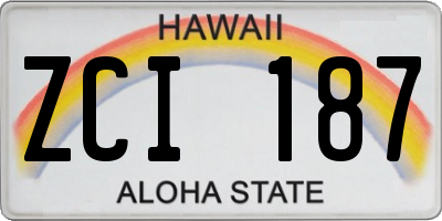 HI license plate ZCI187