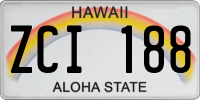 HI license plate ZCI188