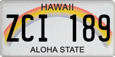 HI license plate ZCI189