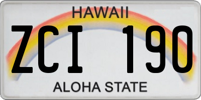 HI license plate ZCI190