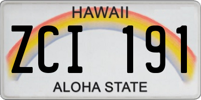 HI license plate ZCI191