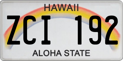HI license plate ZCI192