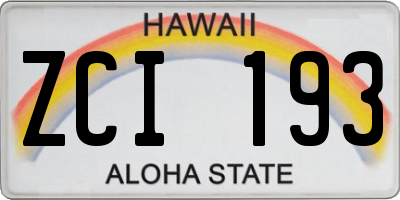 HI license plate ZCI193