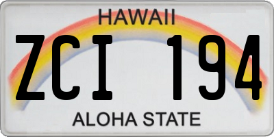 HI license plate ZCI194