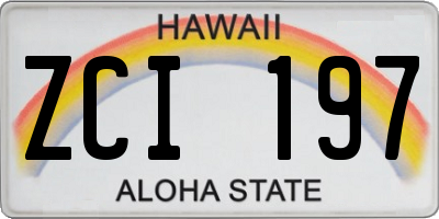 HI license plate ZCI197