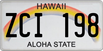 HI license plate ZCI198