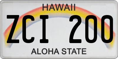 HI license plate ZCI200
