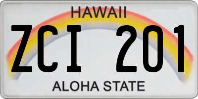HI license plate ZCI201