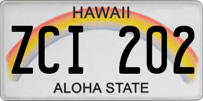 HI license plate ZCI202
