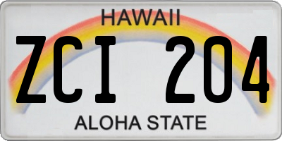 HI license plate ZCI204