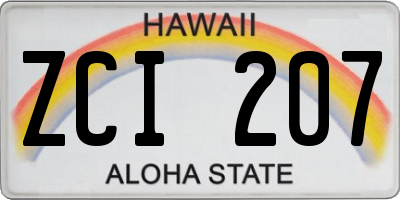 HI license plate ZCI207