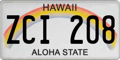 HI license plate ZCI208