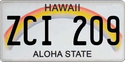 HI license plate ZCI209