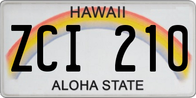 HI license plate ZCI210