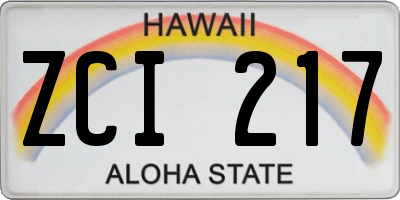 HI license plate ZCI217