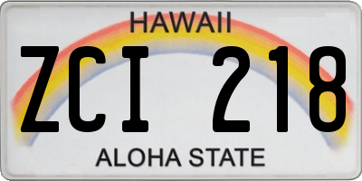 HI license plate ZCI218